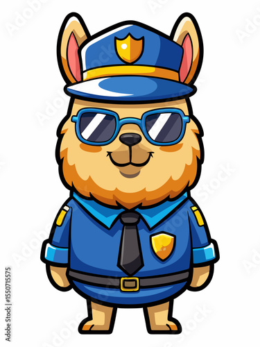 alpaca police mascot illustration, suitable for logo or mascot character