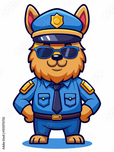 alpaca police mascot illustration, suitable for logo or mascot character