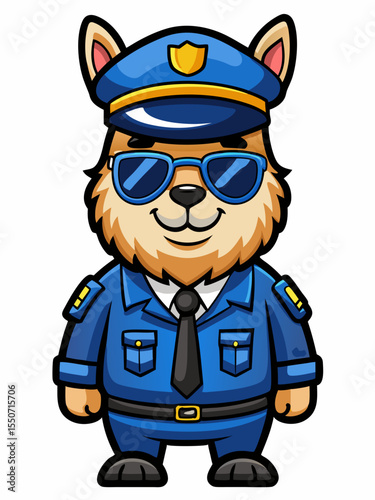 alpaca police mascot illustration, suitable for logo or mascot character