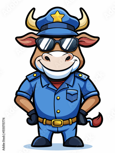 cow police mascot illustration, suitable for logo or mascot character