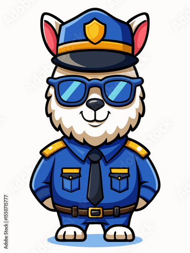 alpaca police mascot illustration, suitable for logo or mascot character