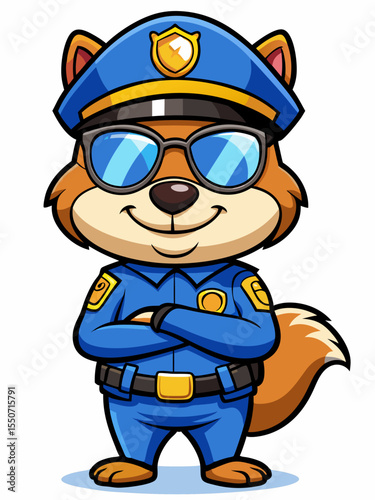 chipmunk police mascot illustration, suitable for logo or mascot character