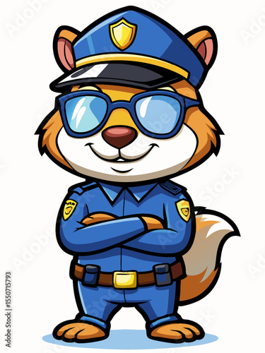 chipmunk police mascot illustration, suitable for logo or mascot character