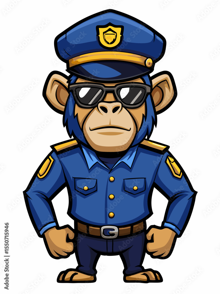 monkey police mascot illustration, suitable for logo or mascot character monkey police mascot illustration, suitable for logo or mascot character