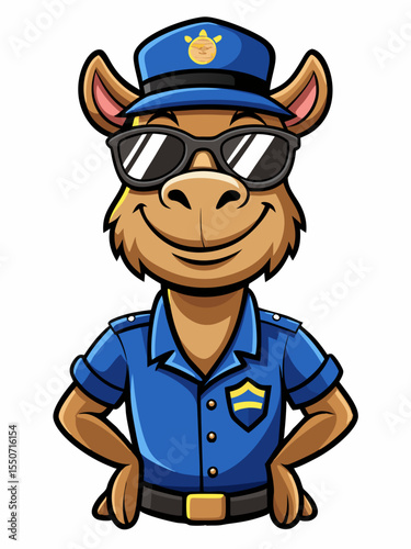 camel police mascot illustration, suitable for logo or mascot character