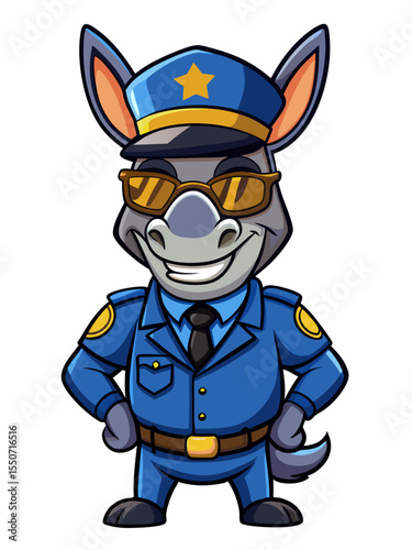 donkey police mascot illustration, suitable for logo or mascot character