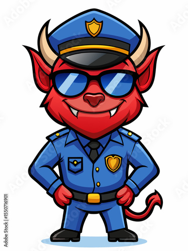 devil police mascot illustration, suitable for logo or mascot character