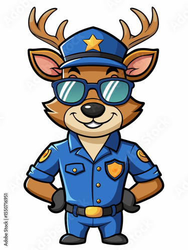 deer police mascot illustration, suitable for logo or mascot character