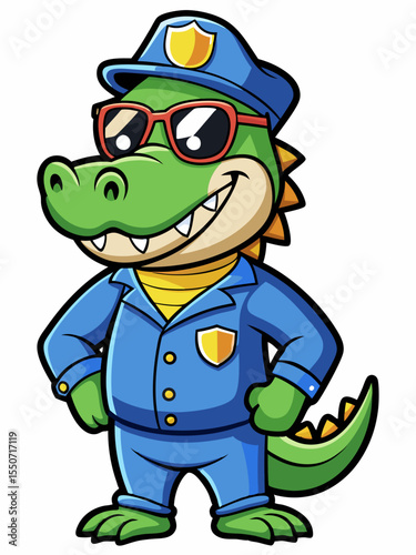 crocodile police mascot illustration, suitable for logo or mascot character