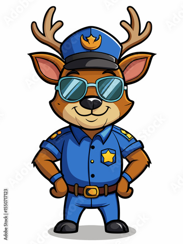 deer police mascot illustration, suitable for logo or mascot character