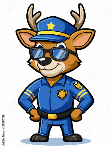 deer police mascot illustration, suitable for logo or mascot character