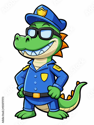crocodile police mascot illustration, suitable for logo or mascot character