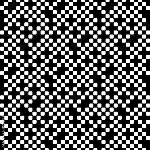 Geometric black and white irregular checkered seamless pattern. Vector illustration.