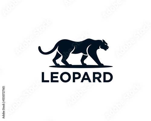 silhouette walking leopard, cat, cheetah, panther logo icon symbol design template illustration inspiration