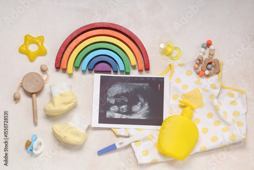 Composition with baby cloth...
