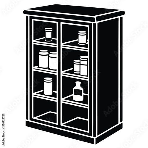 pharmacist element isolated drug storage cabinet on white background