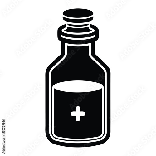 pharmacist element isolated liquid medicine bottle on white background