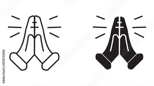 Prayer and Respect Icons, praying, Namaste Emoji, Thank You. Folded Hands Sign for Gratitude. Vector icon. vector illustrator