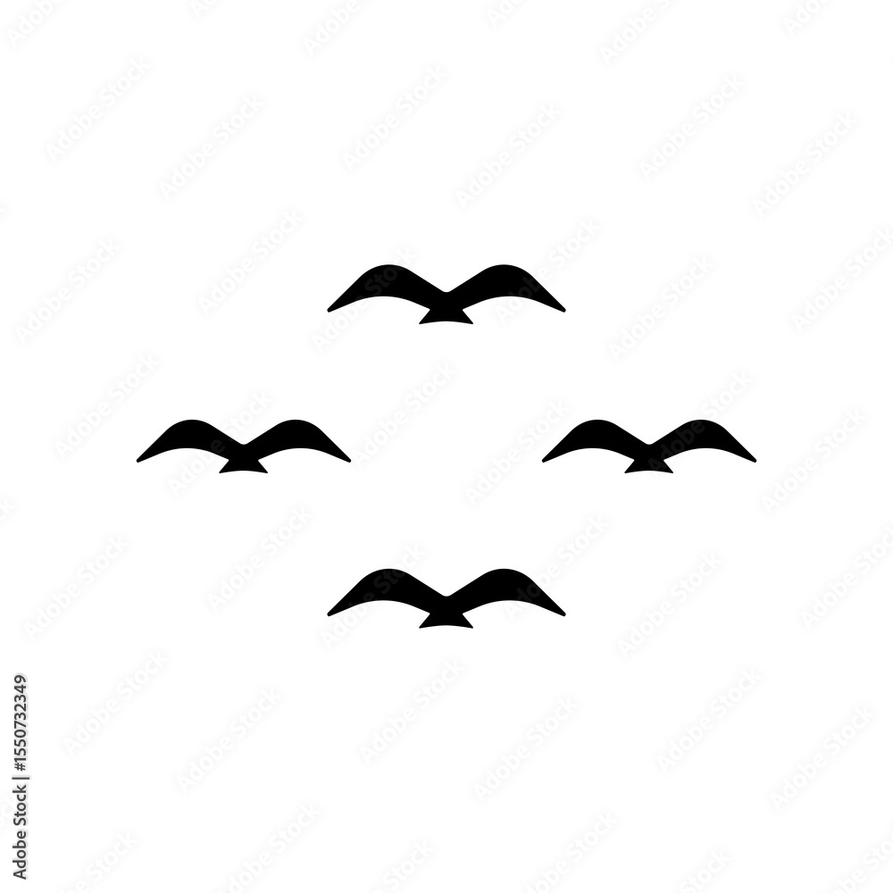 Naklejka premium flock of birds logo silhouette. flying bird silhouette vector logo. bird icon for zoo