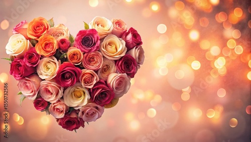 A Heartfelt Arrangement of Delicate Roses in Varied Hues Against a Warm, Glowing Background