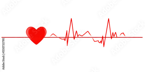  Heart rate monitor line – vector isolated high-quality concept on transparent background photo