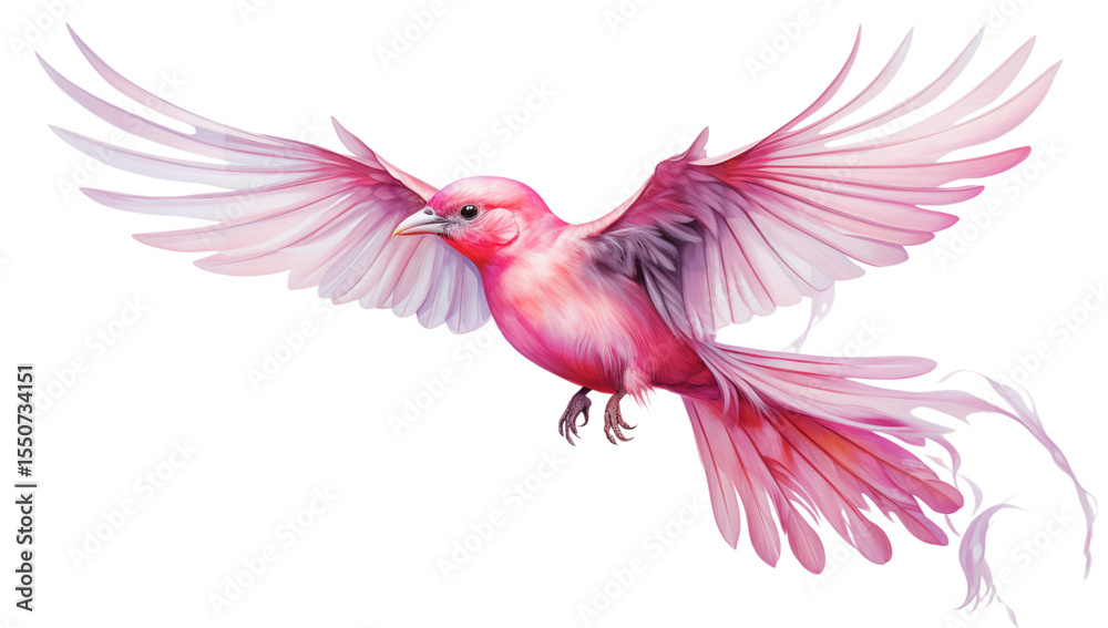 Obraz premium Pink Bird in Flight: Watercolor Painting of a Majestic Avian transparent background png