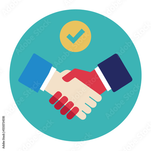Business Deal Handshake Icon, handshake icon on blue background
