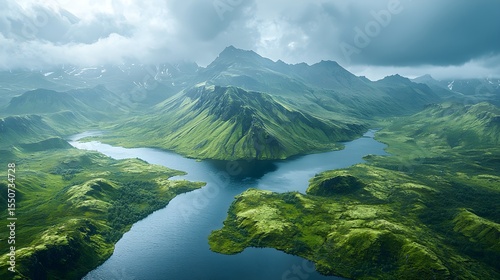 Majestic Aerial Landscape with River