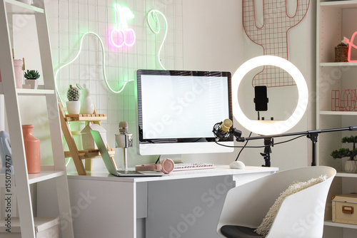 Interior of office with blo...