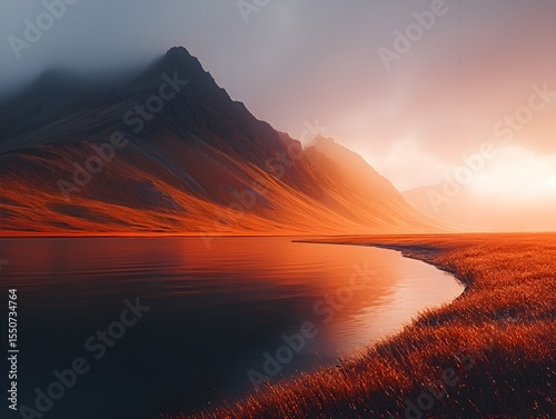 Majestic Mountain Sunset Reflecting in River