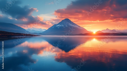 Vibrant Sunset Over Mountain Landscape