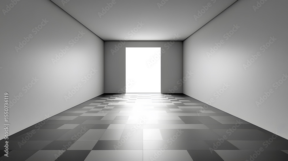 Obraz premium Bright Light at the End of a Modern Corridor