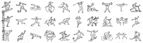 Active lifestyle icon set for sports marketing, fitness programs and health initiatives