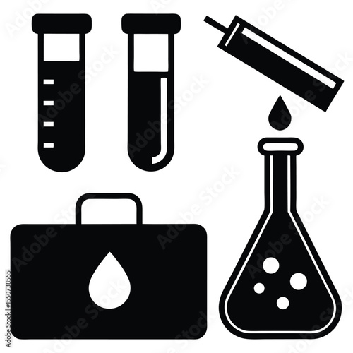 lab technician element isolated blood test kit on white background