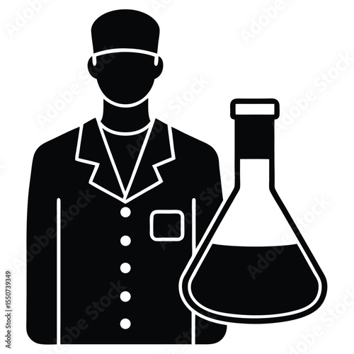 lab technician element isolated distilled water bottle on white background