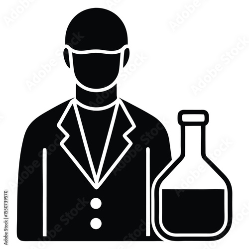 lab technician element isolated enzyme reagent bottle on white background