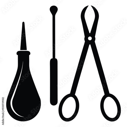 lab technician element isolated forceps on white background