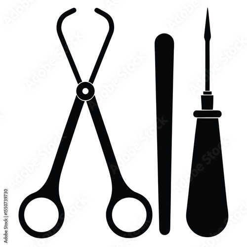 lab technician element isolated forceps on white background