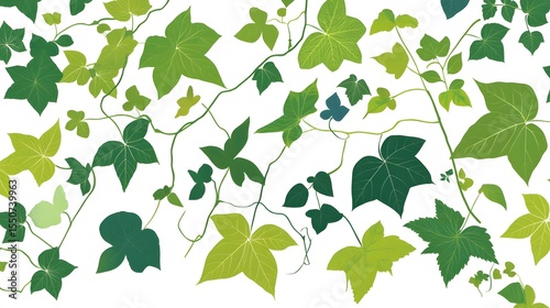 Vibrant Green Ivy Leaves Pattern Nature Background