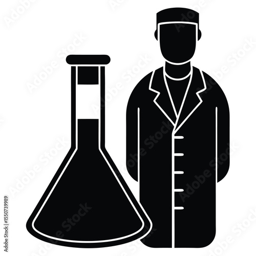 lab technician element isolated graduated cylinder on white background