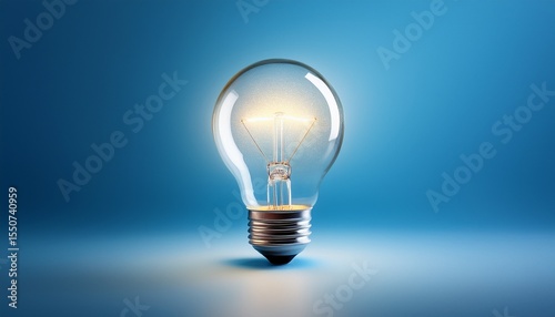 brilliant illumination a glowing light bulb on a light blue background