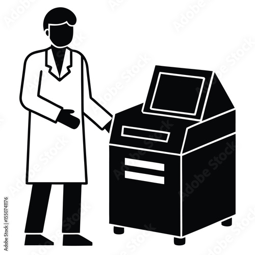 lab technician element isolated pcr machine on white background