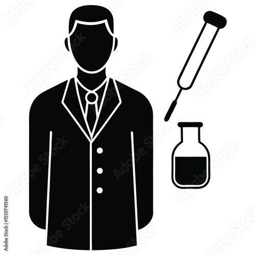 lab technician element isolated pipette on white background