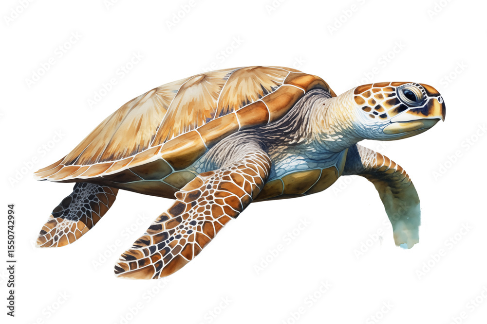 Fototapeta premium Stunning Hawksbill Sea Turtle: Detailed Painting transparent background png