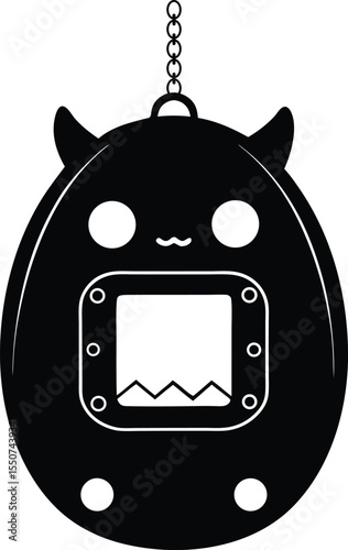 Digital pet silhouette - Vintage virtual companion outline, EPS JPEG PNG