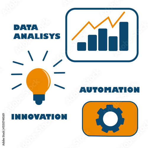 Business automation and data analysis infographic in flat style
