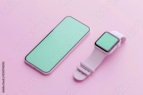 Wallpaper Mural スマートフォンとスマートウォッチのパステルコーディネート Torontodigital.ca