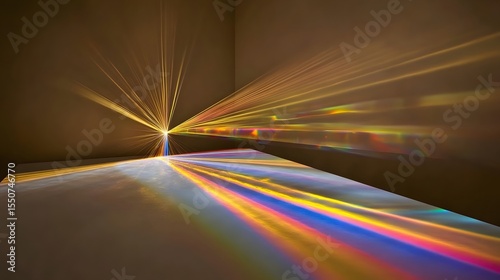 Abstract Light Rays Rainbow Spectrum Prism Beams
