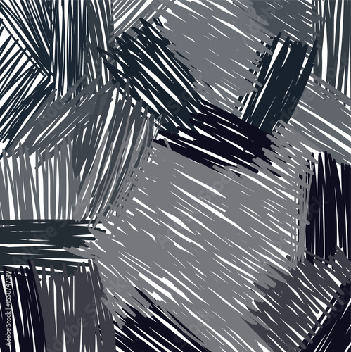 Cartoonish monochrome shading in the form of grey and dark pieces.