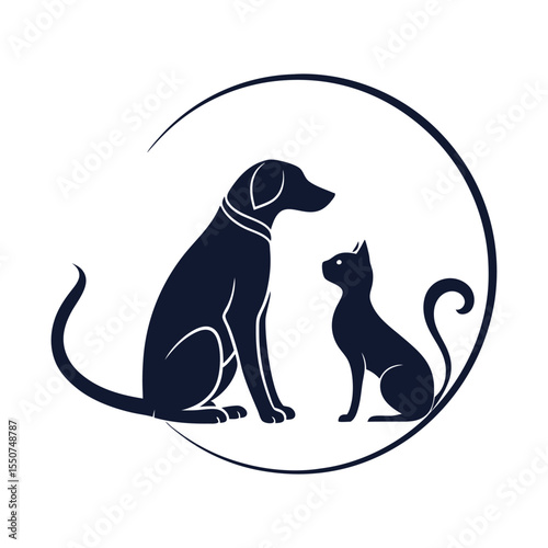 a cat and dog forming a heart  silhouette	